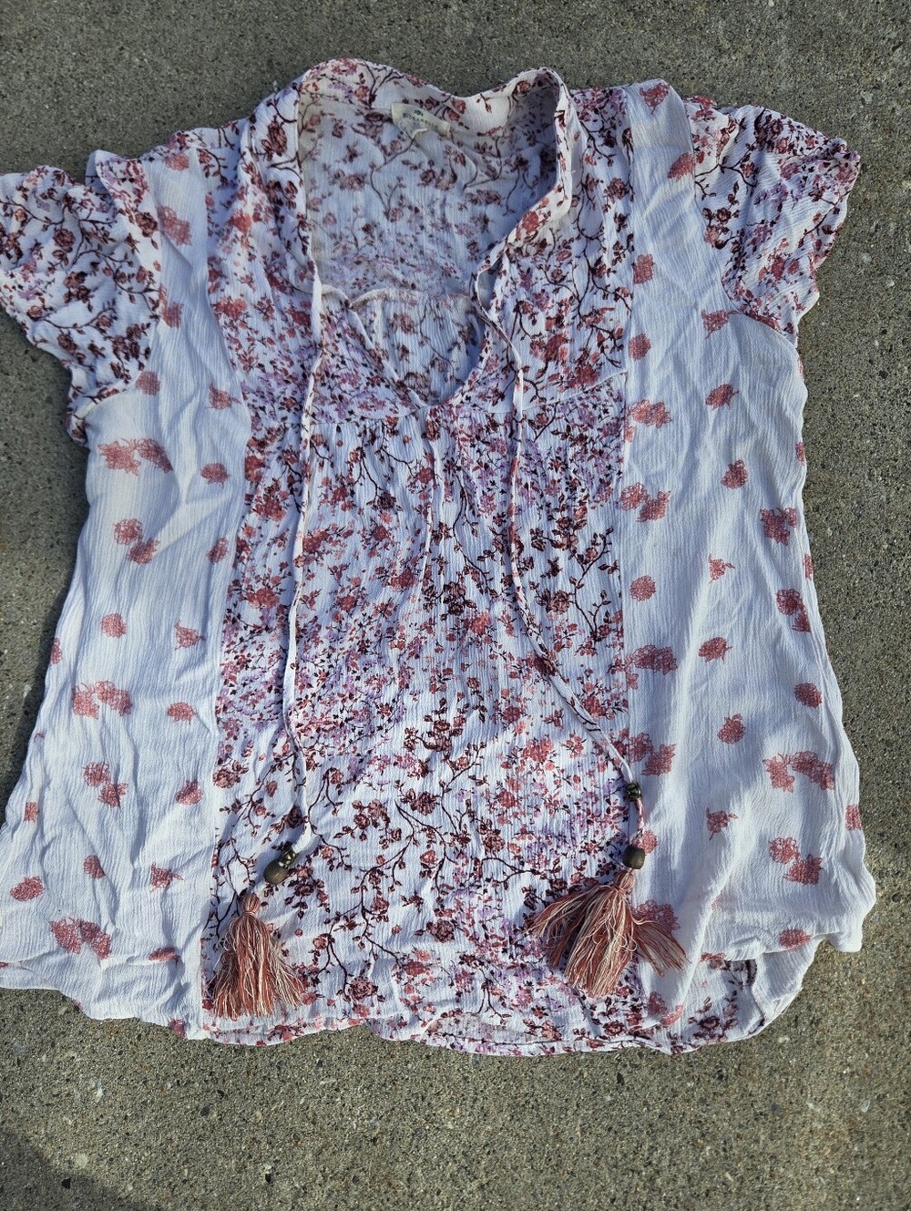 Mason & Belle Caryn Tie Detail Floral Boho Blouse M
